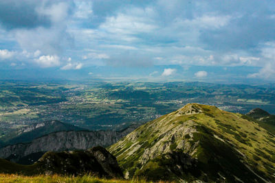 Aerial view of landscape against sky