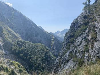 Scenic view of mountains against clear sky