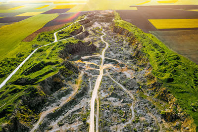 Aerial view of open pit mine