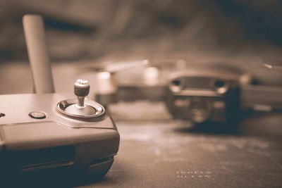 Close-up of toy car on table