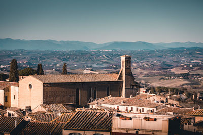 High angle view of townscape against sky