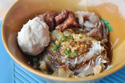 High angle view of food in plate