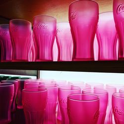 Close-up of pink wine glasses