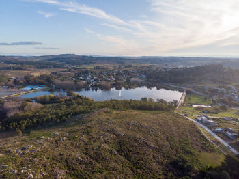 High angle view of landscape against sky