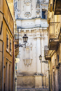 Low angle view of old building in city