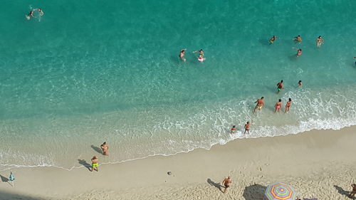 High angle view of people at beach