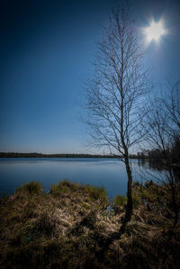 Scenic view of lake against clear sky