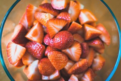 High angle view of fruits in bowl