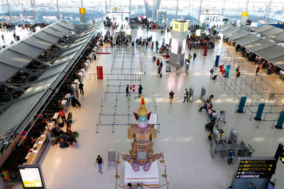 High angle view of people at airport