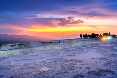 Scenic view of land during sunset