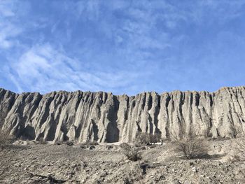 Panoramic view of rock formations on landscape against sky