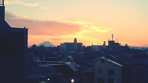 Buildings at sunset