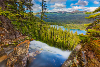 High angle view of mountains against sky