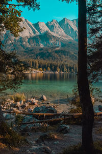 Scenic view of lake against mountains