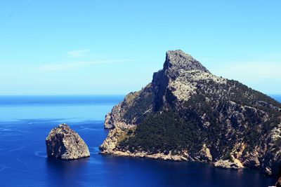 Scenic view of sea against blue sky