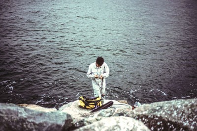 Full length of man on sea shore