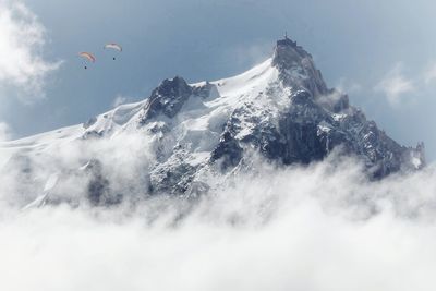 Scenic view of snowcapped mountain against sky