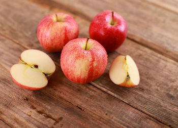 High angle view of apples on table