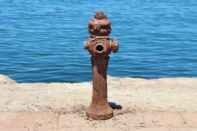 Abandoned fire hydrant at lakeshore