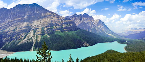 Panoramic view of mountains against sky