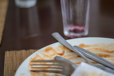 Close-up of breakfast served on table