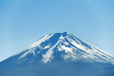 Snowcapped mountain against clear blue sky