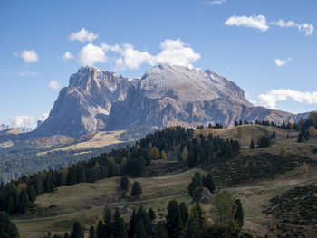 Scenic view of mountains against sky at seiser alm