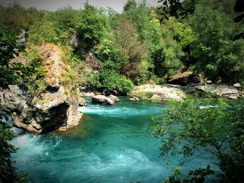 Rocks by river