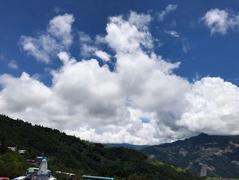 Low angle view of mountains against sky