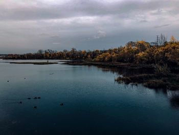 Scenic view of lake against sky