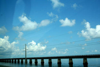 Low angle view of bridge over water against sky