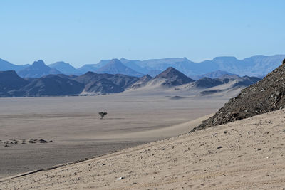 Scenic view of desert against clear sky