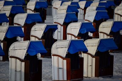 Hooded chairs at beach