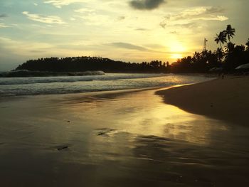 Scenic view of beach during sunset