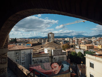 High angle view of buildings in city