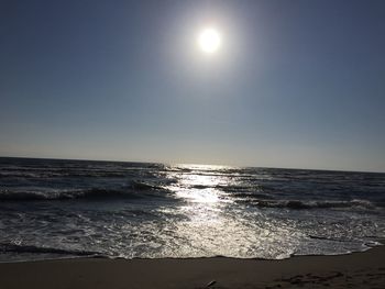 Scenic view of sea against clear sky