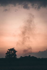 Scenic view of field against sky during sunset