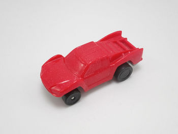 Close-up of toy car on white background