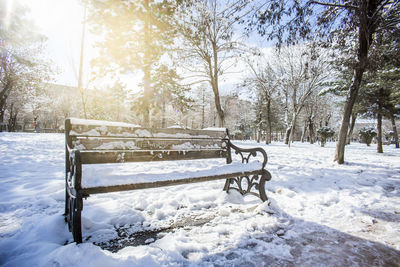 Empty park in winter