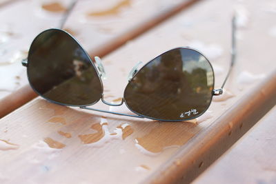 Close-up of sunglasses on table