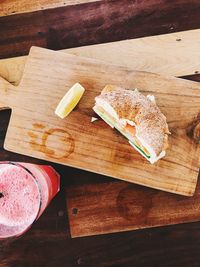 High angle view of breakfast on table