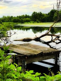 Scenic view of lake against sky