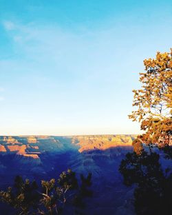 Scenic view of landscape against clear blue sky