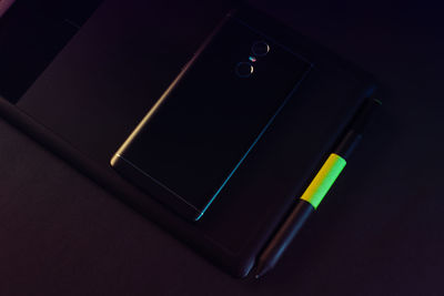 High angle view of computer keyboard on table