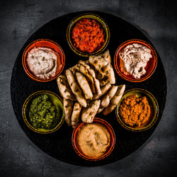 High angle view of food on table