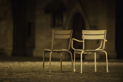 Empty chairs and table at home