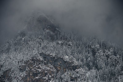 Low angle view of snow covered land against sky