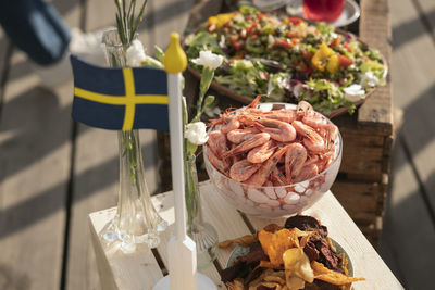 Swedish flag among snacks