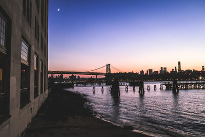 Suspension bridge over river