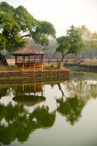 Reflection of building in lake